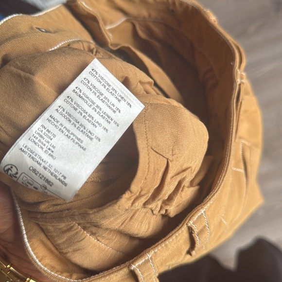 Anthropologie Maeve Linen Cotton Contrast Stitch High-Rise Wide-Leg Pants 2 - Picture 12 of 14